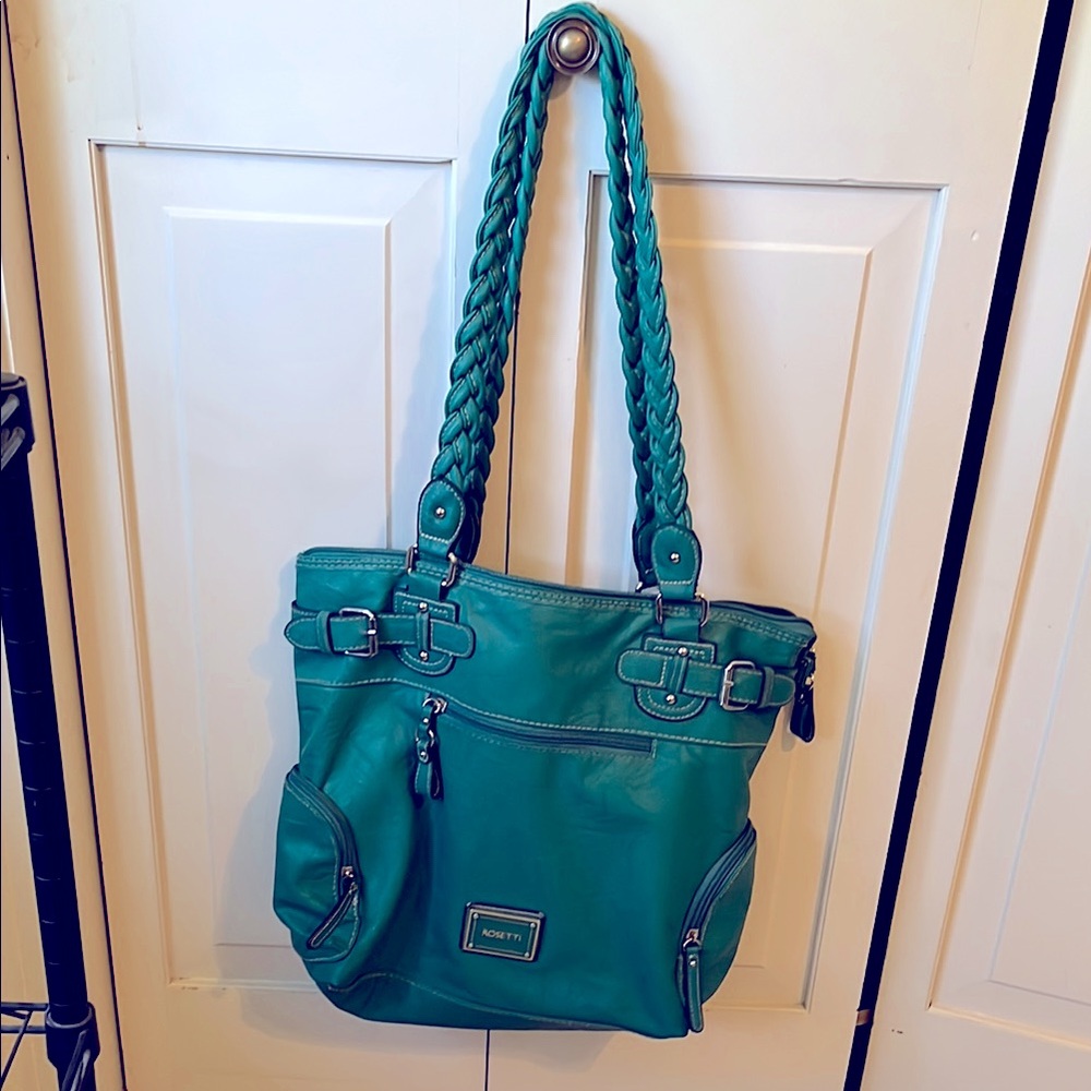 Rosetti Large Green Tote Bag Braided Straps